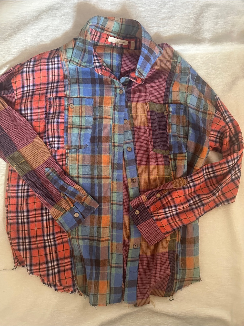 Multicolor Patchwork Plaid Men's Button-Up Shirt